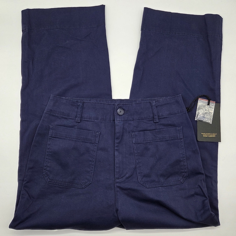 Kathy Ireland Navy Cotton Rich Utility Pants With Patch Pockets